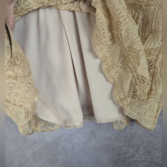 Seventeen Fashion 1X Sleeveless Lace Blouse Tan/Brown With Ribbon Y2K - Picture 7 of 11